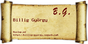 Billig György névjegykártya